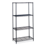 Safco Industrial Wire Shelving, Four-Shelf, 36w x 24d x 72h, Black