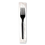 Dixie Individually Wrapped Mediumweight Polystyrene Cutlery, Fork, Plastic, Black, 1,000/Carton