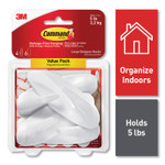 Command General Purpose Hooks, Large, Plastic, White, 5 lb Capacity, 4 Hooks and 6 Strips/Pack