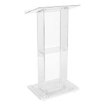 Oklahoma Sound Clear Acrylic Lectern with Shelf, 24 x 15 x 46, Clear