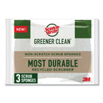 Scotch-Brite Greener Clean Non-Scratch Scrub Sponge, 2.6 x 3.3, 0.7" Thick, White, 3/Pack