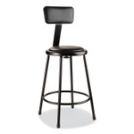 NPS 6400 Series Heavy Duty Vinyl Padded Stool with Backrest, Supports 300 lb, 24" Seat Height, Black Seat, Black Back, Black Base