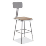 NPS 6300 Series Height Adjustable HD Square Seat Steel Stool with Back, Supports Up to 500 lb, 18"-26" Seat Height, Brown/Gray