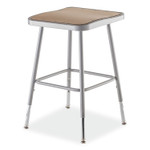 NPS 6300 Series Height Adjustable HD Square Seat Stool, Backless, Supports Up to 500 lb, 18" to 26" Seat Height, Brown/Gray
