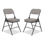 NPS 3200 Series Fabric Dual-Hinge Folding Chair, Supports Up to 300 lb, Charcoal Seat, Charocoal Back, Black Base, 2/Carton