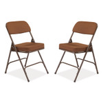 NPS 3200 Series Premium Fabric Dual-Hinge Folding Chair, Supports Up to 300 lb, Gold Seat, Gold Back, Brown Base, 2/Carton