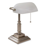 V-Light LED Bankers Lamp with Frosted Shade, 14.75" High, Brushed Nickel