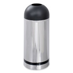 Safco Waste Receptacle, 15 gal, Steel, Stainless Steel/Black
