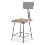 NPS 6300 Series Heavy-Duty Square Seat Stool with Backrest, Supports Up to 500 lb, 17.5" Seat Height, Brown Seat, Gray Back/Base