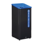 Rubbermaid Commercial Sustain Decorative Refuse with Recycling Lid, 23 gal, Metal/Plastic, Black/Blue