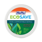 Hefty ECOSAVE Tableware, Bowl, Bagasse, 16 oz, White, 25/Pack (RFPD71625PK) View Product Image