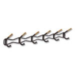 Safco Family Coat Wall Rack, 6 Hook, 42.75w x 5.25d x 7.25h, Black