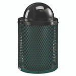 Global Industrial Outdoor Diamond Steel Trash Can, 36 gal, Dome Lid, Green