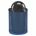 Global Industrial Outdoor Diamond Steel Trash Can, 36 gal, Dome Lid, Blue