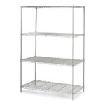 Safco Industrial Wire Shelving, Four-Shelf, 48w x 24d x 72h, Metallic Gray