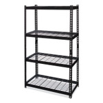 Hirsh Industries Iron Horse 2300 Wire Deck Shelving, Four-Shelf, 36w x 18d x 60h, Black