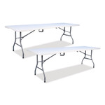 Iceberg Bifold Resin Folding Table, Rectangular, 94.5" x 29.9" x 30", White Granite Top, Gray Base/Legs, 2/Pack