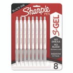 Sharpie S-Gel S-Gel Fashion Barrel Gel Pen, Retractable, Medium 0.7 mm, Black Ink, Pearl White Barrel, 8/Pack