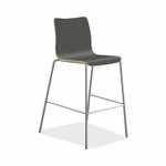 HON Ruck Laminate Stool, Supports Up to 300 lb, 30" Seat Height, Charcoal Seat/Back, Silver Base