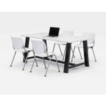 KFI Studios Midtown Dining Table with Four White Kool Series Chairs, 36 x 72 x 30, Designer White