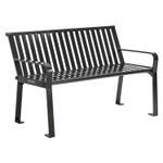 Global Industrial Steel Slat Benches with Back, 48" x 27" x 31", Black Seat/Back, Black Base