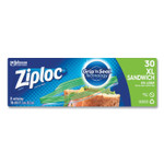 Ziploc Sandwich Seal Top Bags, XL Sandwich, 8" x 7", Clear, 30/Box