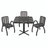 Global Industrial Outdoor Dining Set, Square, 36 x 36 x 29, Black Top, Black Base/Legs
