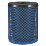 Global Industrial Outdoor Diamond Steel Trash Can, 36 gal, Blue