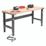 Global Industrial Standard Duty Butcher Block Top Adjustable Height Workbench, 2,000 lbs, 72 x 30 x 30.88 to 36.88, Maple/Black