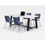 KFI Studios Midtown Dining Table with Four Navy Kool Series Chairs, 36 x 72 x 30, Designer White