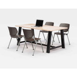 KFI Studios Midtown Dining Table with Four Brownstone Kool Series Chairs, 36 x 72 x 30, Kensington Maple