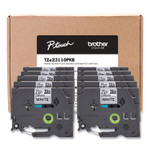Brother P-Touch TZe Series Standard Adhesive Laminated Labeling Tape, 0.5", Black on White, 10/Pack