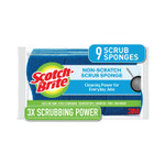Scotch-Brite Non-Scratch Multi-Purpose Scrub Sponge, 4.4 x 2.6, 0.8" Thick, Blue, 9/Pack