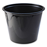 Fabri-Kal Portion Cups, 5.5 oz, Plastic, Black, 125/Sleeve, 20 Sleeves/Carton