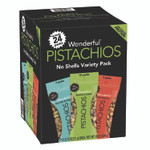 Wonderful No Shells Roasted and Salted Pistachios Variety Pack, Assorted Flavors, 0.75 oz Bag, 24/Carton