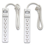 NXT Technologies Surge Protector, 6 AC Outlets, 2.5 ft Cord, 500 J, White, 2/Pack