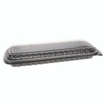 Pactiv Evergreen MealMaster Rib Container Base/Lid, 16.6 x 7.3 x 2.3, Black/Clear, Plastic, 80/Carton