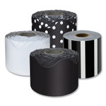 Carson-Dellosa Education Rolled Scalloped Border Set, (2) Solid Colors, (1) Horizontal Stripes, (1) Polka Dots, 2.25" x 65 ft, Assorted Colors, 4/Set Carson-Dellosa Education Rolled Scalloped Border Set, (2) Solid Colors, (1) Horizontal Stripes, (1) Polka Dots, 2.25" x 65 ft, Assorted Colors, 4/Set