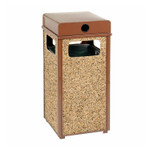 Global Industrial Stone Panel All Weather Trash Receptacle Urn, 24 gal, Steel, Brown