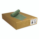 Heritage Eco Blend Max Can Liners, 60 gal, 0.8 mil, 38" x 58", Green, 20 Bags/Roll, 5 Rolls/Carton