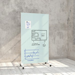 U Brands Double Sided Magnetic Glass Dry-Erase Mobile Floor Easel, 72" X 42" (UBR4777U0001)