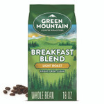 Green Mountain Coffee Breakfast Blend Whole Bean Coffee, 18 oz Bag