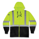 ergodyne GloWear 8372 ZipUp HiVis Class 3 Zip Hooded Sweatshirt with Black Bottom, Polar Fleece, Lime, 5X-Large