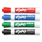 EXPO Low-Odor Dry-Erase Marker, Peggable Card, Broad Chisel Tip, Assorted Colors, 4/Pack