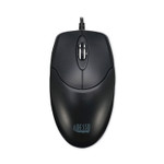 Adesso Three-Button Desktop Optical Scroll USB Mouse, USB 2.0, Left/Right Hand Use, Black
