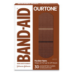 BAND-AID OurTone Adhesive Bandages, BR55, 2.25 x 0.63; 3 x 0.75; 3 x 1, Medium Brown, 30/Pack