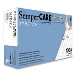 SemperCare Stretch Vinyl Examination Gloves, Cream, Large, 100/Box, 10 Boxes/Carton