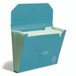 U Brands U-Eco 13-Pocket Expandable File, 9.75" Expansion, 13 Sections; Button/Elastic Closure, 1/12-Cut Tabs, Letter Size, Ocean U Brands U-Eco 13-Pocket Expandable File, 9.75" Expansion, 13 Sections; Button/Elastic Closure, 1/12-Cut Tabs, Letter Size, Ocean