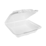 Pactiv Evergreen Vented Foam Hinged Lid Container, Dual Tab Lock Economy, 9.13 x 9 x 3.25, White, 150/Carton (PCTYTD19901ECON) View Product Image