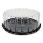 Pactiv Evergreen Plastic Cake Container, Shallow 9" Cake Container, 9" Diameter x 3.38"h, Clear/Black, 90/Carton (PCTYEH89902) View Product Image